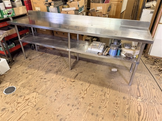 S/S Table W/ Lower S/S Shelf 8' X 24" W/ 4" Backsplash