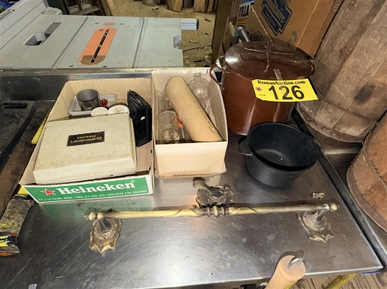 Lot: Dutch Oven, Dymo Label Maker, Collectible Dice