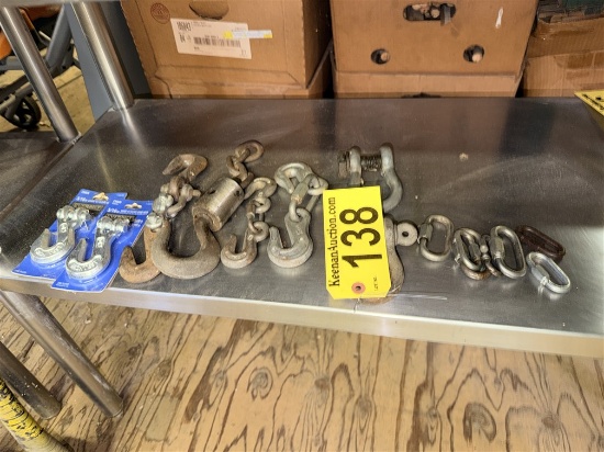 Lot Of Assorted Clevises, Chain Hooks, Carabiners