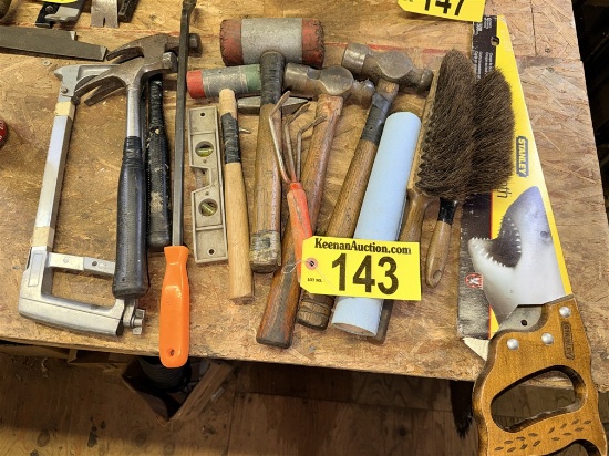 Lot Of Assorted Hand Tools: Hammers, Brushes, Saws