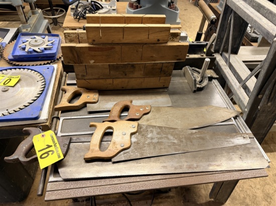 Lot Of Hand Saws, Miter Boxes & Saw Fence
