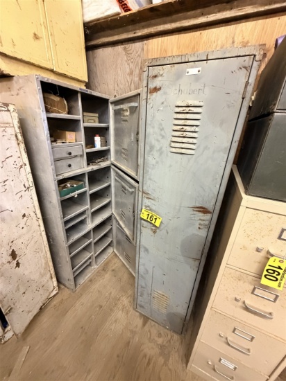 Lot: 18" X 21" X 6'H Medart Locker Unit, 26.5" X 17" X 6'H A.F. Jorss Iron Works Locker Unit 3 Door