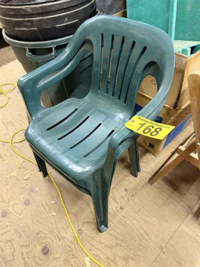Bid Price X 4 - (4) Green Plastic Patio Chairs