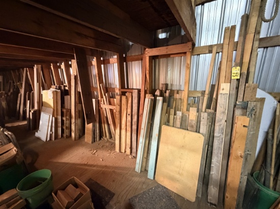 Lumber Lot Along Wall, Fence Posts, Corkboard