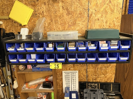 53.5" X 12"H X 11.5"D Wall Cabinet, 24-Bin Parts Bin Cabinet & Misc. Fasteners