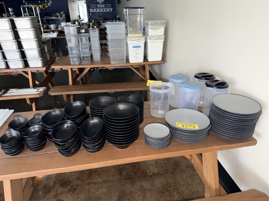 LOT: 134-PC ASSORTED ACOPA & ELITE PLASTIC SERVEWARE