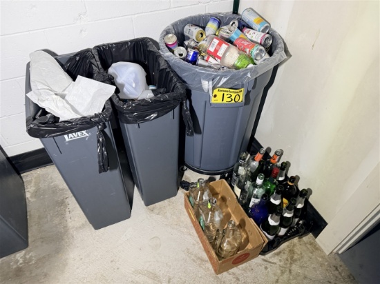 Lot: Returnables, Trash Can W/ Dolly, 2-Slim Cans