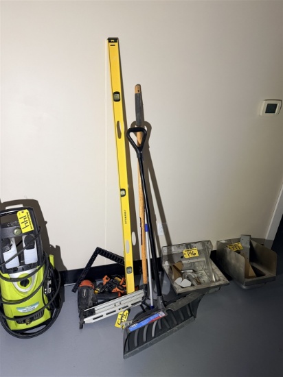 Lot: Framing Nailer, Landscape Tools, Hand Tools