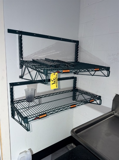 BID PRICE X 2 - (2) METRO WALL MOUNT WIRE STORAGE SHELVES, 36" & 42"