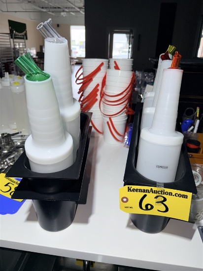 Misc. Bar Lot: Mixer Containers, Trays, Drink Buckets