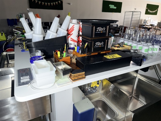 MISC. BAR LOT: FRUIT CADDY & INSERTS, MIXOLOGY TOOLS