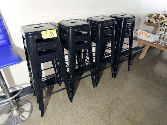 BID PRICE X 12 - (12) BLACK METAL PATIO & BAR STOOLS