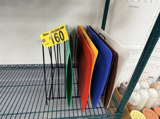 12-PC ASSORTED CUTTING BOARDS W/ RACK