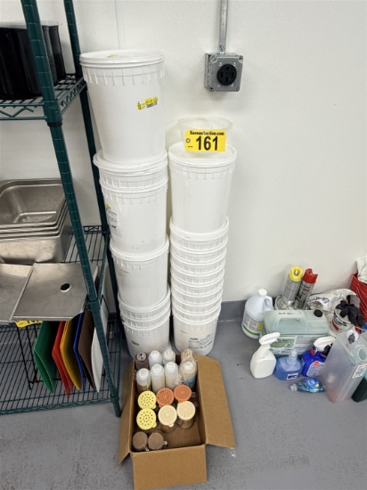 LOT OF 16-WHITE PLASTIC PAILS W/ 8-LIDS