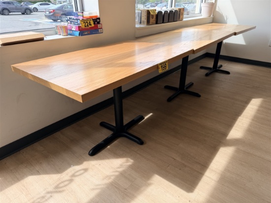 BID PRICE X 3 - (3) 4' X 30" WOOD TOP PEDESTAL DINING TABLES