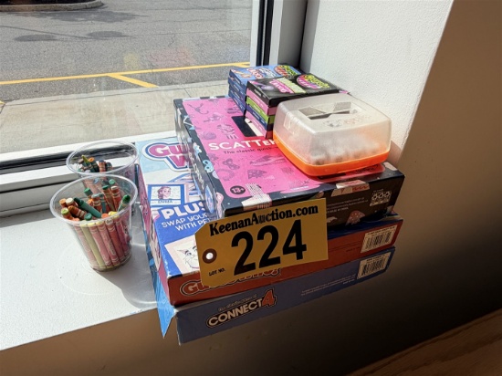 Lot Of Assorted Board Games & Packs Of Crayons