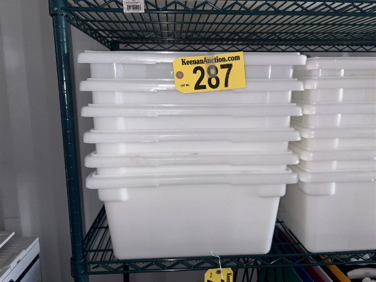 BID PRICE X 6 - (6) 26" X 18" PLASTIC PRODUCT BINS W/ 12-LIDS