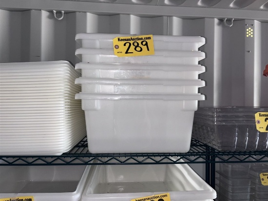 BID PRICE X 5 - (5) 26" X 18" PLASTIC PRODUCT BINS W/ 9-LIDS