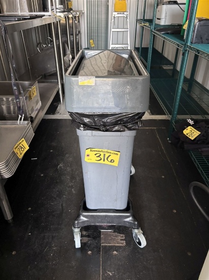 CARLISLE TRIMLINE SLIM CAN WASTE BIN W/ LID & DOLLY