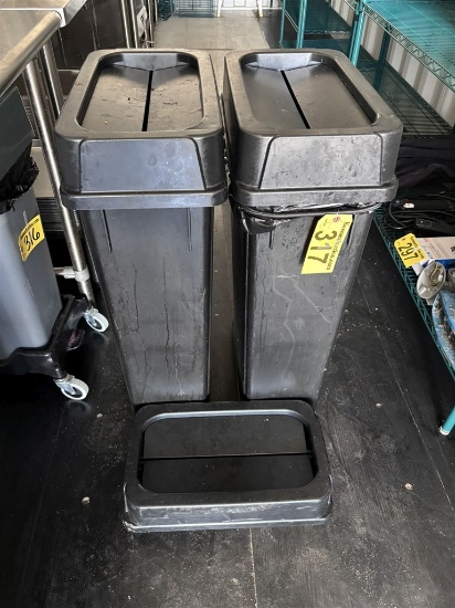 BID PRICE X 2 - (2) SLIM CAN WASTE BINS W/ 3-LIDS