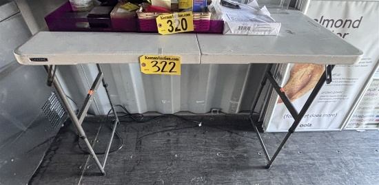 LIFETIME 4' DOUBLE FOLDING TABLE, ADJUSTABLE HEIGHT