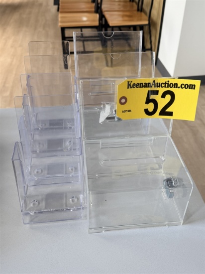 LOT OF 7-ASSORTED MENU DISPLAYS & DONATION/COMMENT BOXES