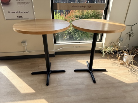 BID PRICE X 2 - (2) WOODLAND 36" ROUND COCKTAIL TABLES