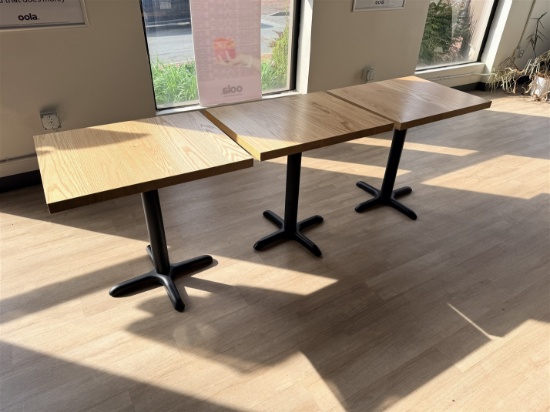 BID PRICE X 3 - (3) 30" X 24" WOOD TOP PEDESTAL DINING TABLES