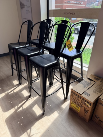 BID PRICE X 6 - (6) SMOKESTACK BLACK METAL BAR STOOLS