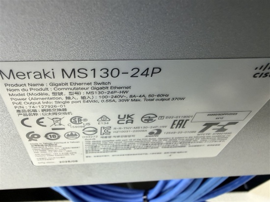 CISCO MERAKI MS130-24P-HW 24-PORT GIGABIT ETHERNET POE SWITCH