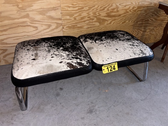 STEELCASE 2-SEAT UPHOLSTERED BENCH, METAL FRAME