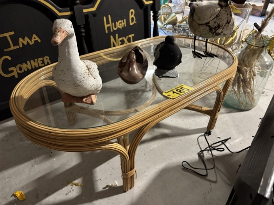 4' OVAL GLASS TOP COFFEE TABLE