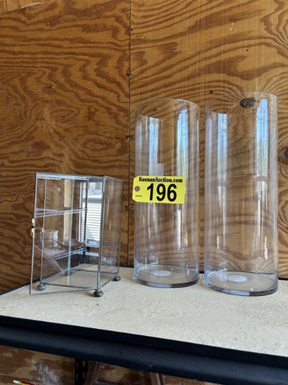 LOT OF 2-VASES, 18.25"H, & BOX