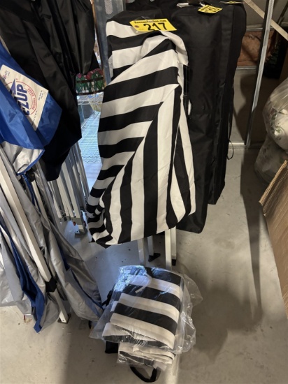 BLACK & WHITE STRIPED EZ-UP CANOPY W/ EXTRA COVERS