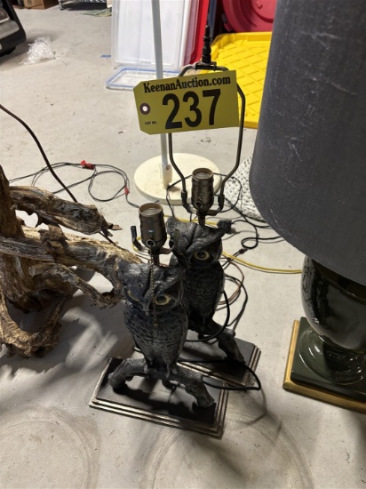 BID PRICE X 2 - (2) OWL ANDIRON LAMPS, 23"H