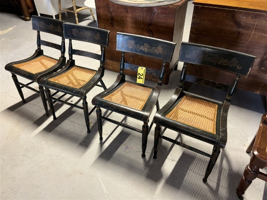 BID PRICE X 4 - (4) PAINTED/STENCILED CANE BOTTOM CHAIRS