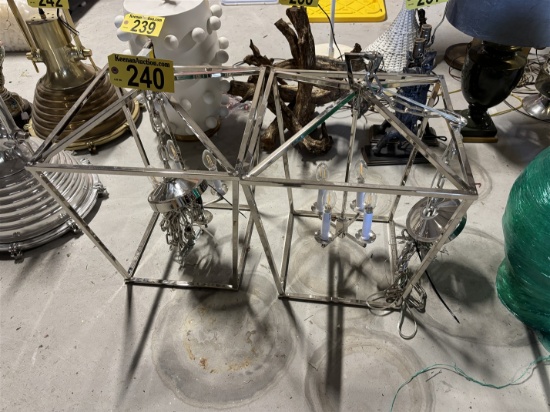 BID PRICE X 2 - (2) CHROME CHANDELIERS, 17" X 17" X 24"H