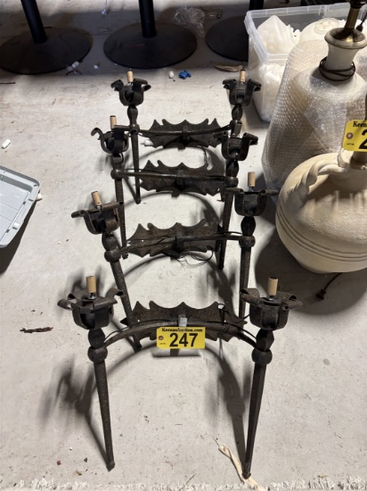 BID PRICE X 4 - (4) ANTIQUE METAL 2-LIGHT WALL LIGHTS