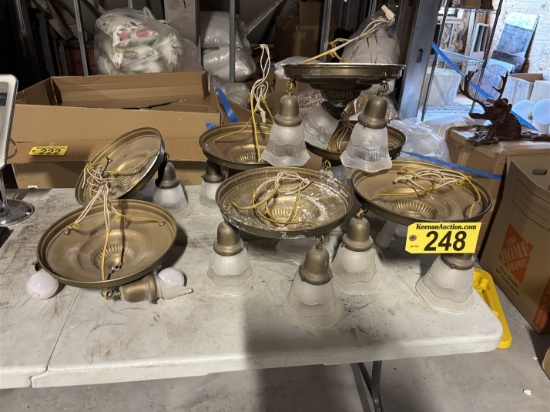 BID PRICE X 6 - (6) BRASS 3-LIGHT CEILING LIGHTS