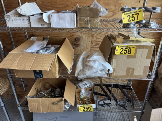 LOT OF BRASS SHELF BRACKETS & HOOKS