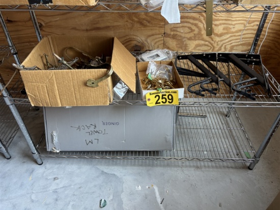 LOT OF BRASS TOWEL RACKS & HOOKS