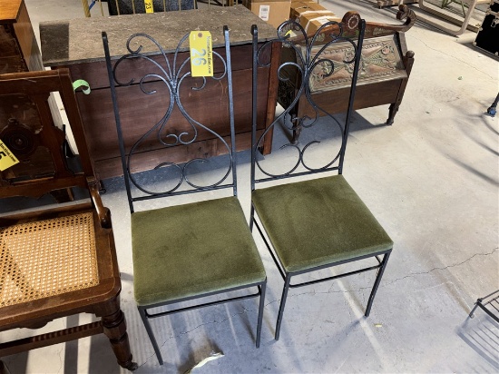 BID PRICE X 2 - (2) WROUGHT IRON PADDED CHAIRS