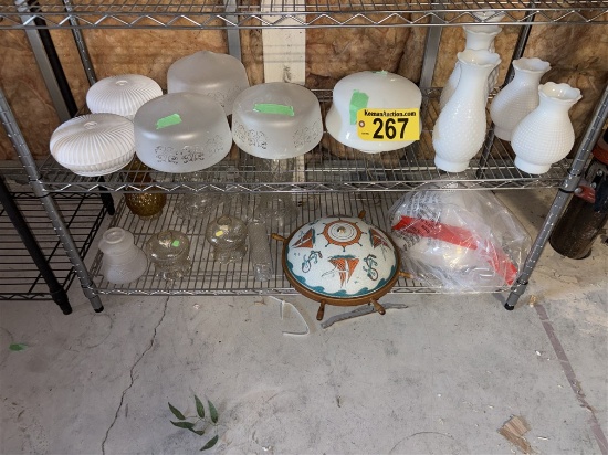 LOT: 13-GLASS GLOBES & 4-WHITE SCONCE GLOBES