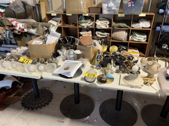 REMAINING ANTIQUE BRASS & WALL LIGHTS ON 4-TABLES