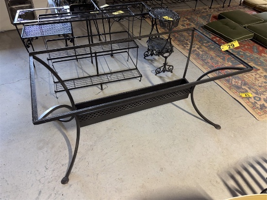 WROUGHT IRON TABLE WITH GLASS TOP