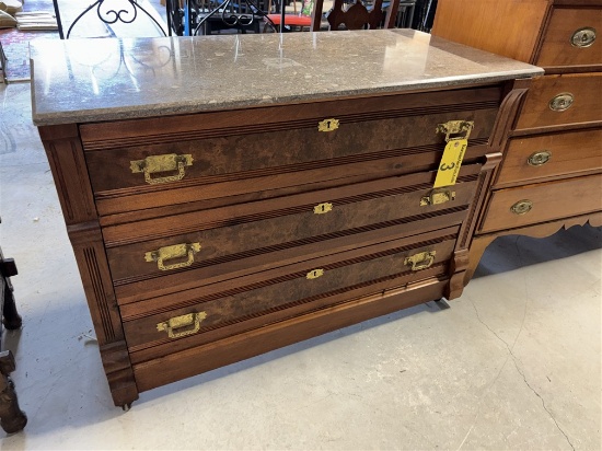 MARBLE-TOP 3-DRAWER CHEST OF DRAWERS