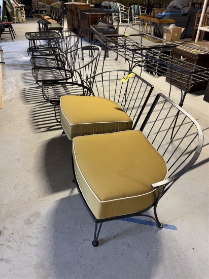 7-PC MID-CENTURY WOODARD STYLE WROUGHT IRON PATIO SET: