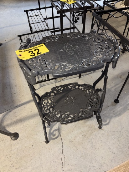 WROUGHT IRON 2-SHELF STAND, 28"H