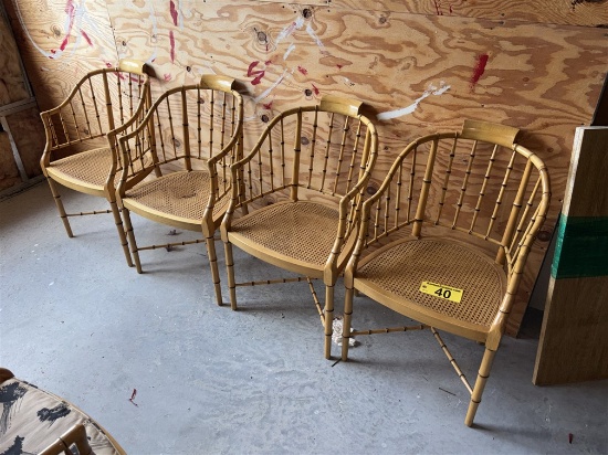 BID PRICE X 4 - (4) BAMBOO CANE BOTTOM CHAIRS, NO CUSHIONS