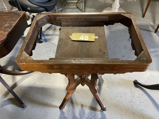 J. GLATTHAAR PARLOR SIDE TABLE BASE ON CASTERS, 16" X 24" X 29.5"H